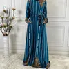 Ethnic Clothing Autumn Winter Velvet Printed Warm Elegant Muslim Abaya Women Long Maxi Dress Dubai Kaftan Turkey Arab Gown Party Jalabiya