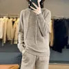 Autumnwinter Women's Suit 100 Merino Wool Hooded Pullover Tops Casual Sweatpants Small Ben Pants Sticked Twopiece Set 240118