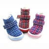 Vêtements de chien Chaussures d'hiver à carreaux pour animaux de compagnie Chat Automne Boods Antidérapant Petit Animal 4pcs / Set Bleu Rouge Rose Drop Grossiste