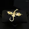 Brooches 1819 Elegant Color Exquisite Green Dragon Brooch Vintage Men's Corsage High-End Neckline Enamel Pin Suit Ornament Jewelry Gifts