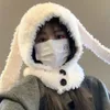 Y2K Style Cute Plush Long Ear Rabbit Hat for Women Warm and Ear-Protecting Balaclava Hat Autumn Winter Beanie Cap 240123