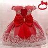 Robe de noël pour bébés filles de 3, 6, 9, 12, 18, 24 mois, princesse en dentelle, Costume de fête d'anniversaire de 1 an, 240131