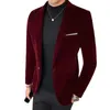 5xl Autum Velvet Wedding Dress Płaszcz Mens Blazer Jacket Fashion Casual Ruit Business Blazers Costume Homme 240125