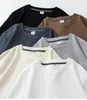 260G hommes automne poids lourd Premium gaufré basique T-shirt à manches longues Simple couleur unie délicat blanc t-shirts décontracté quotidien hauts 240202