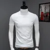 Fashion Men's Summer Korean Style Plus Size Harajuku TShirt Short Sleeve High Neck Turtleneck Slim Fit Luxury Clothing Male 240122