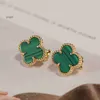 Designer Brincos Van Clover Brinco Cleef Quatro Folhas Brincos Flores Jóias 5A Qualidade Vintage Van 4Four Leaf Clover Stud Brincos Verdes Motherofpea