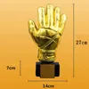 26cm Golden Football Goalkeeper Gloves Trophy Resin Crafts Gold Plated Soccer Award Customizable Gift Fans League Souvenirs 240127