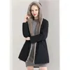 Trench da donna Parka 2024 Cappotto di pelliccia invernale Donna Fodera in lana di media lunghezza con cappuccio Giacca antivento nera calda 4XL