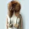 Real Women Fox Fur Hat With Earflap Warm Winter Ladies Thick Real Raccoon Fur Hats Ryssland Geunine Fox Fur Cap 240123