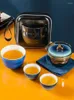 Teaware Sets Colored Glazed Jade Travel Tea Set Outdoor Ceramic Pot Cup Business Activity Companion Gift