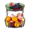 Plates 2 Layer Fruit Basket Removable Screw-Free Metal Bowl Bread Countertop Vegetable Storage Rack