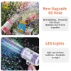 Huiqibao Bazooka Bubble Gun Rocket 69 Hobbles Machine Summer Automatic Soap Blower with Light Toys for Childs Gift240202