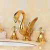 Bathroom Sink Faucets Basin Mixer Water Taps & Cold Brass Swan Type Dual Handles Deck Mounted Gold/Black Oil Brushed Luxury