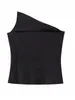 Women's Tanks TRAF Black Crop Top Off Shoulder Corset Women Asymmetrical Sleeveless Tube Tops Woman Streetwear Backless Summer Bustier