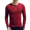 Homens camisetas Manga Longa Mens T-shirt Sexy V-Pescoço Básico Tees Slim Fit Casual Sports Muscle Designer Sólido Tops Base