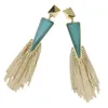 Dangle Earrings Blue Triangle Tassel Drop For Women Chain Ear Studs Chandelier Boho Geometric Jewelry Bride Wedding Accessories