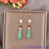 Boucles d'oreilles pendantes en Jade vert véritable, goutte d'eau, plaqué or 18 carats, bijoux naturels, pierres précieuses à la mode, amulette, accessoires pour femmes