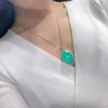 Anhänger Halsketten Smaragd Paraiba Kristall Edelstein Pullover Kette Halskette Damen Schmuck Hochzeitsgeschenk für Gast Kleid Zubehör