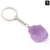 Keychains Natural Stone Oregelbundna Amethyst Key Chain Lapis Lazuli Chakra Reiki Healing Crystal Pendant Ring Bag Accessories