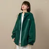 Women's Jackets 2024 Casual Dark Green Jacket Clothing Korean Chic Spring Autumn Coats Bomber Hooded Bd718