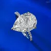 Pierścienie klastra ręcznie robione gruszki 6ct 6CT Moissanite Diamond Ring Real 925 Srebrny Party Wedding For Kobiet Biżuteria zaręczynowa