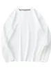 260G hommes automne poids lourd Premium gaufré basique T-shirt à manches longues Simple couleur unie délicat blanc t-shirts décontracté quotidien hauts 240202