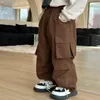 Trousers Boys Cargo Pants Autumn Three-dimensional Bag Drawstring Casual Kids Sport Children Clothes 1-11Year