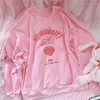 Kobiet bluzy wesoły ładne harajuku kawaii truskawkowe litera polarowa bluza kobiet