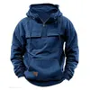 Half Zipper Mens Tactical Hoodies Solid Warm Fleece Military Sweatshirts Multi Pockets Male Hooded Jackets Thick Outdoor Polar 240202