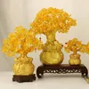 Big Yellow Crystal Creative Citrine Lucky Tree Chinese Feng Shui Lucky Money Tree Fortune Tree For Desktop Ornament Home Decors 240125