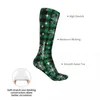 Men's Socks Christmas Black Green Plaid Novelty Ankle Unisex Mid-Calf Thick Knit Soft Casual