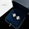 Van Stud Earrings Cleef Clover Earring S925 sterling silver love clover designer stud earrings for women luxury brand cute flower OL engagement elegant charm ear rin