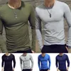 Męskie koszule T-T-sens Męskie T-sens Seksowne koszulki z dekoltem w szpic Slim Fit Casual Sport Mięsień Designer Solid Tops Baza