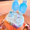 Bottiglie d'acqua bottiglia di plastica doppia bevanda di grande capacità sport simpatici cartone animato tazze di paglia portatile