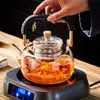 GIANXI Glass Tea Pot With Weave Handle Chinese Heat-resistant Glass Teapot Transparent Steaming Tea Glass Kettle Tea Set 240130