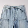 Jeans pour hommes bleu style safari mode cargo denim pantalon baggy non extensible plusieurs poches charpentier taille américaine 28-40