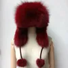 Real Women Fox Fur Hat With Earflap Warm Winter Ladies Thick Real Raccoon Fur Hats Ryssland Geunine Fox Fur Cap 240123