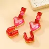 Dangle Earrings Long Statement Geometric Resin Creative I Love U Candy Colors女性ドロップジュエリーバレンタインデー