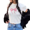 T-shirts pour femmes Femmes S Y2k 2000s Chemise cintrée Bowknot Imprimer Manches courtes Col rond Basique Été Crop Top E-Girl Streetwear