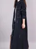 Dżinsowa kurtka kobiet 2023 Jesienna luźna solidna klapa pojedyncza piersi trencz z długim rękawem dla kobiet odzież długi płaszcz dżinsowy 240125