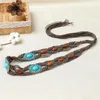 Belts Simple Unique All-match Turquoise Wide Wooden Bead Woven Belt Women Waist Chain Bohemian Ethnic Style