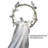 Headpieces Y1UB Véu de noiva de camada única com guirlanda na altura do ombro tule branco corte simples curto véus transparentes decoração de noivado