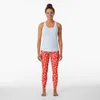Active Pants White Christmas Snowflakes On A Festive Red Background Leggings Sports For Gym Legging Sport Womens