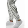 Brilhante ouro metálico jogger sweatpants para homens hip hop casual bolso carga calças disco dança festa festival baile streetwear 240122