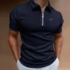 Polos pour hommes Designer de haute qualité Summer Zipper Polo Shirt Prads Marque Chemise à rayures pour hommes Streetwear Casual T-shirt à manches courtes Designer Top