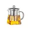 Bule de vidro de borosilicato resistente ao calor pote de café de vidro quadrado com filtro infusor leite oolong flor bule de chá copos de água 240124