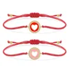 Charme Pulseiras CZ Cristal Latão Azul Rosa Esmalte Amor Pêssego Coração Sorte Pulseira Mulheres Na Moda Cubic Zirconia Red String Handmade Jóias