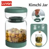 Glazen augurkenpot met deksel Zeef Olijven Zandloperkan Voedselopslag Kimchi-container Jalapenos Gisting Keukenscheider 240223