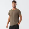 Camisas ativas LO masculina em torno do pescoço solto esportes camiseta sweatwicking secagem rápida respirável fitness manga curta ao ar livre correndo topo