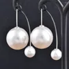 Pendientes SINLEERY moda gran champán gris perla blanca para mujer accesorios de fiesta boda ES341